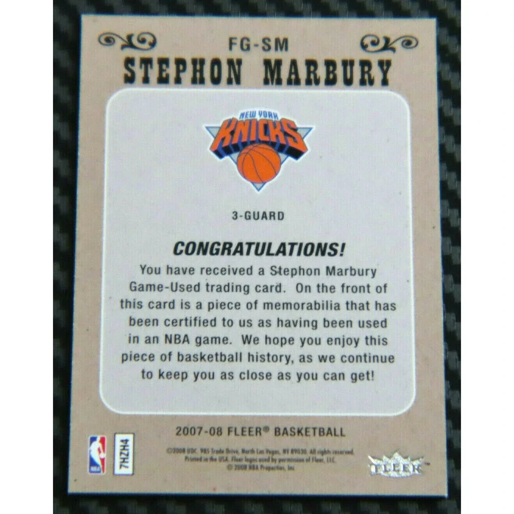 2007-08 FLEER STEPHON MARBURY FEEL THE GAME USED JERSEY‎